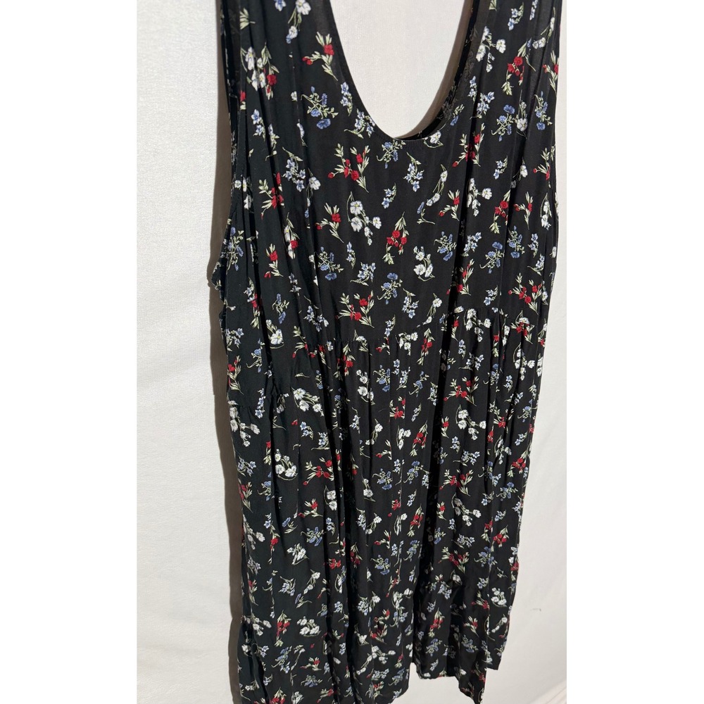 Torrid Black Floral Sleeveless Tiered Tank Mini Dress Plus Size 5 Pockets GUC - Picture 2 of 8